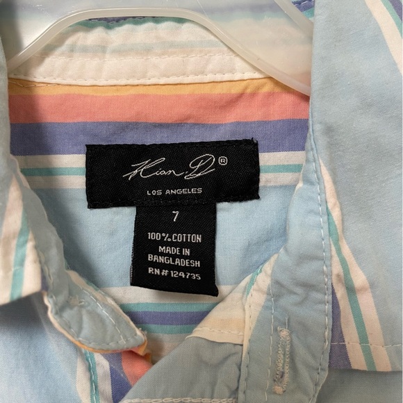 Colorful Striped Kids Shirt size 7 100% cotton - Picture 5 of 5